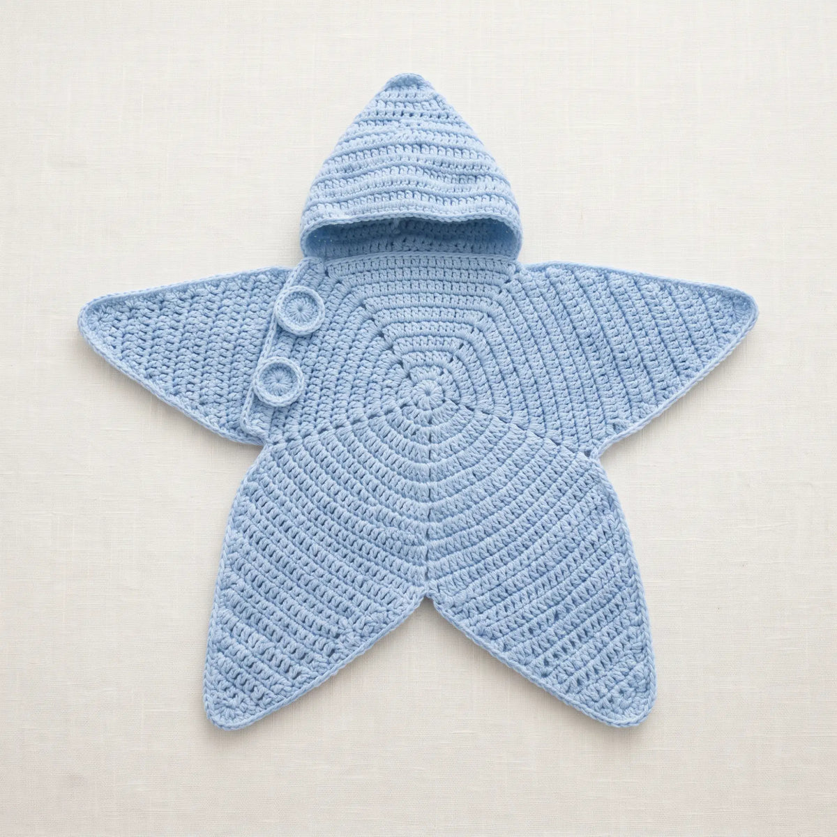 Pyjama Étoilé en crochet bleu avec capuche et boutons